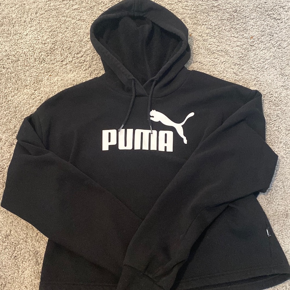 Black Cropped Puma Hoodie